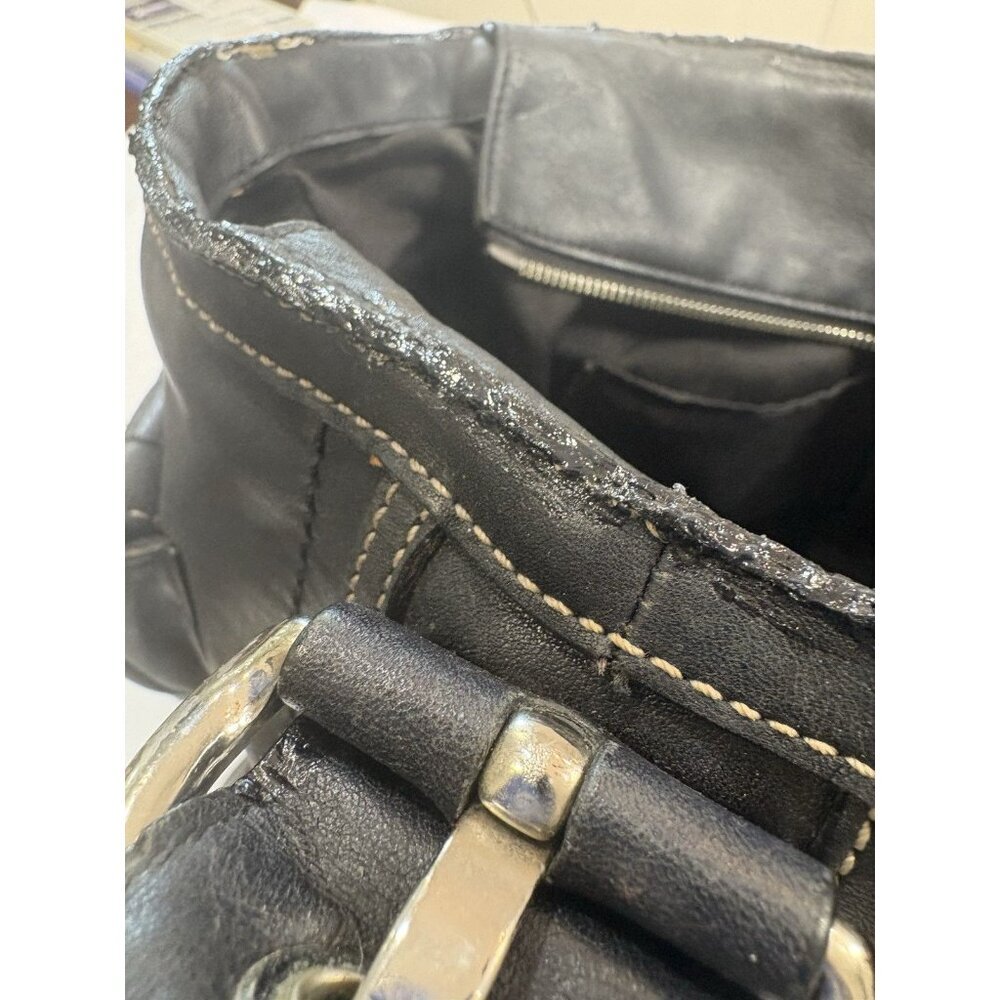 Coach SoHo Large Shoulder Tote 10037 Black Leather with Accent Stitching - Picture 15 of 16